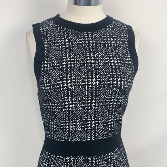 Kate Spade NWT black plaid knit fit flare dress - Picture 2 of 11